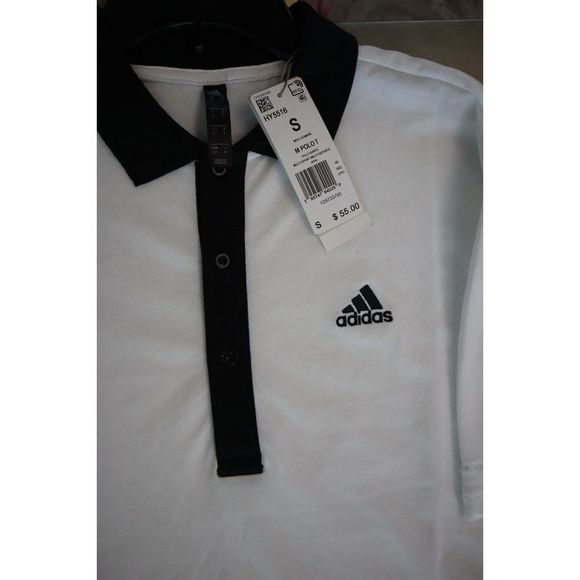 adidas HY5516 Men's Sz S White Logo Print Colorblock Short Sleeve Polo Shirt $55 - Picture 3 of 9